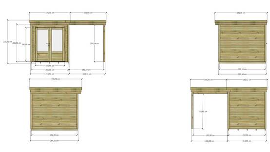 ABRI DE JARDIN bois autoclave 27mm - 4,14x2,64m / 11m2 - Bac acier - Plancher bois - Image 4
