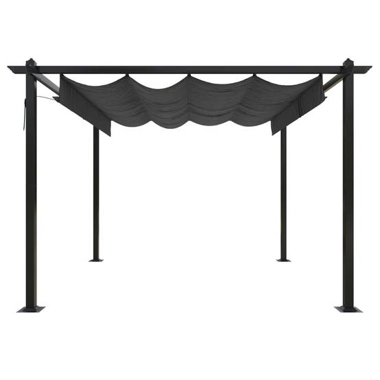 Tonnelle de Jardin Acier avec Toile Coulissante Pergola pour Terrasse Anthracite 3x3 m – ComfortXL Outdoor Living - Image 3