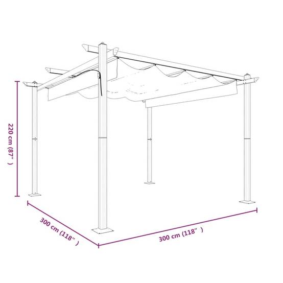 Tonnelle de Jardin Acier avec Toile Coulissante Pergola pour Terrasse Anthracite 3x3 m – ComfortXL Outdoor Living - Image 10