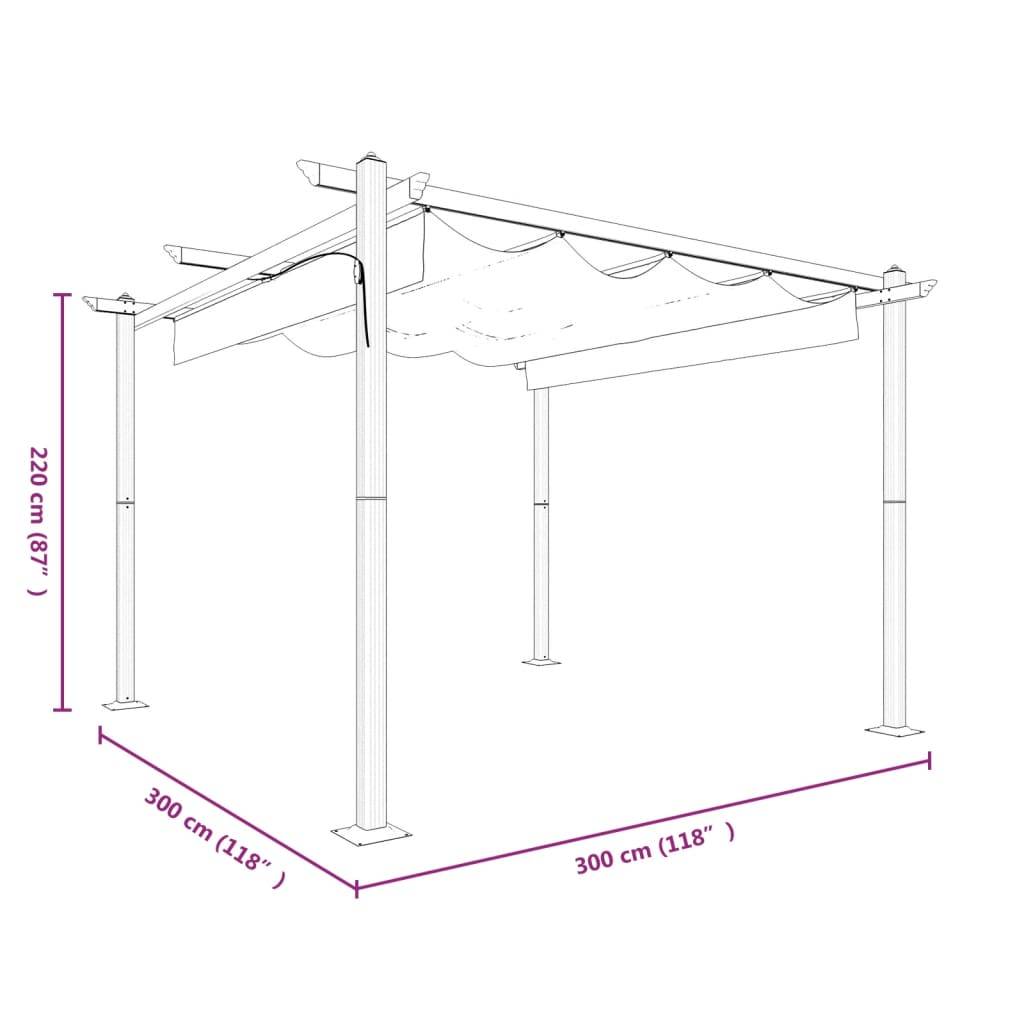 Tonnelle de Jardin Acier avec Toile Coulissante Pergola pour Terrasse Anthracite 3x3 m – ComfortXL Outdoor Living - Image 10