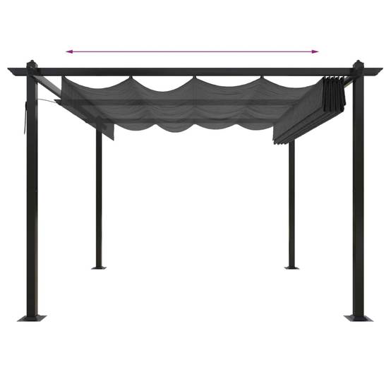 Tonnelle de Jardin Acier avec Toile Coulissante Pergola pour Terrasse Anthracite 3x3 m – ComfortXL Outdoor Living - Image 6