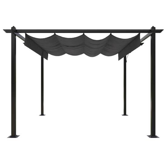Tonnelle de Jardin Acier avec Toile Coulissante Pergola pour Terrasse Anthracite 3x3 m – ComfortXL Outdoor Living - Image 5