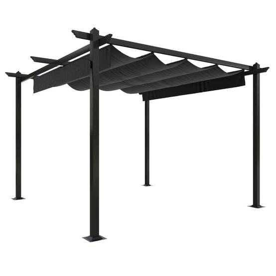 Tonnelle de Jardin Acier avec Toile Coulissante Pergola pour Terrasse Anthracite 3x3 m – ComfortXL Outdoor Living - Image 2