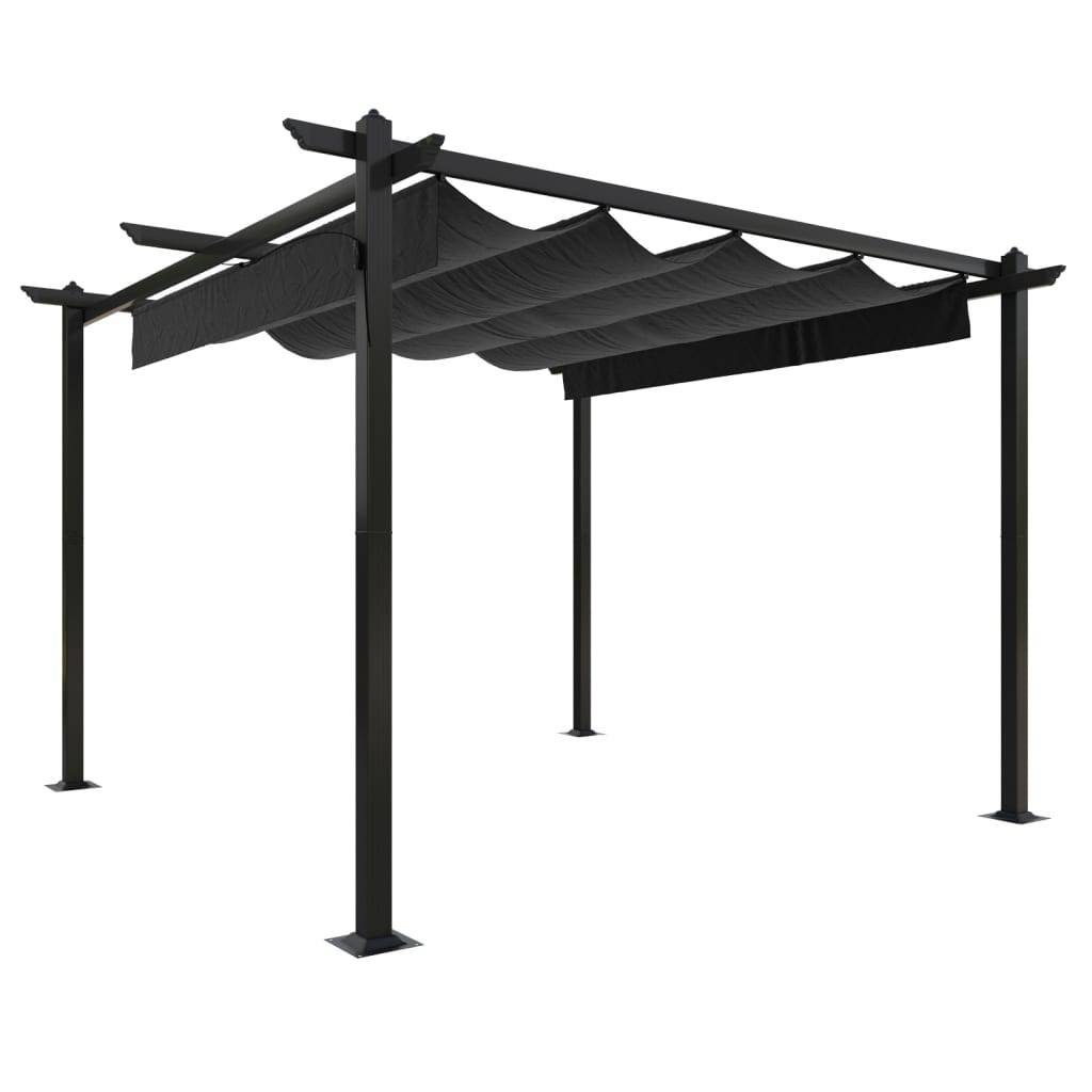 Tonnelle de Jardin Acier avec Toile Coulissante Pergola pour Terrasse Anthracite 3x3 m – ComfortXL Outdoor Living - Image 2