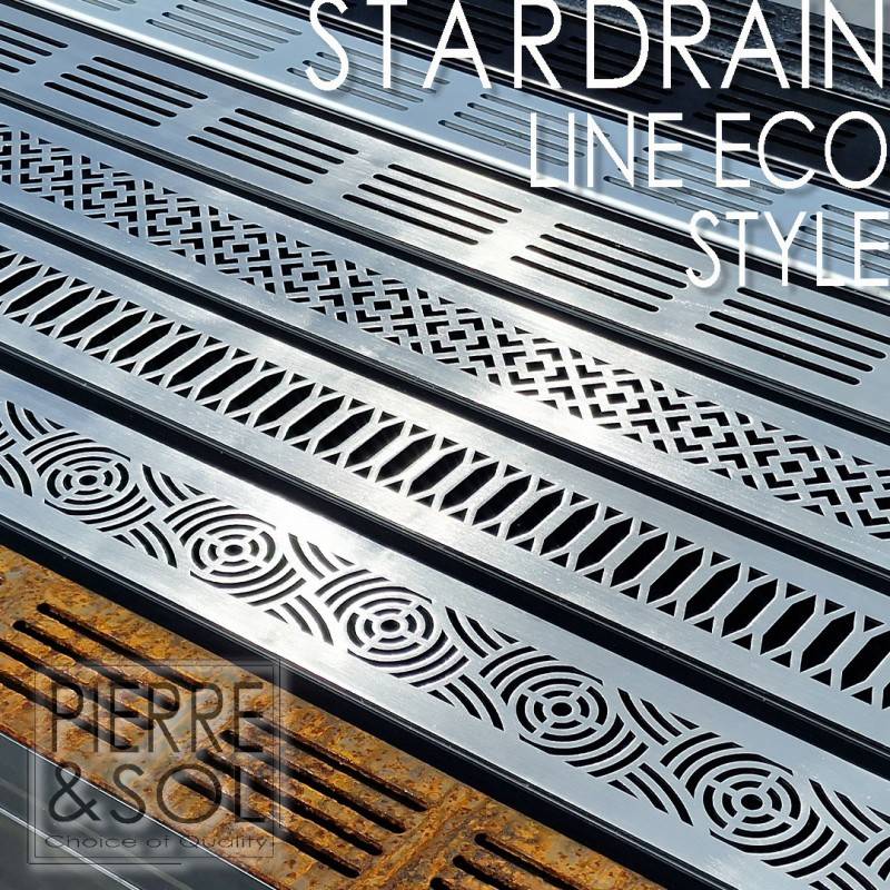 Caniveau étroit 6,5 cm Grille INOX Style - StarDrain - LINE ECO -       Inox Viking 100 cm - Image 9