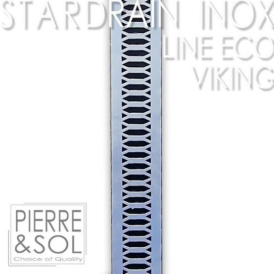 Caniveau étroit 6,5 cm Grille INOX Style - StarDrain - LINE ECO - Inox Viking 100 cm - Image 3