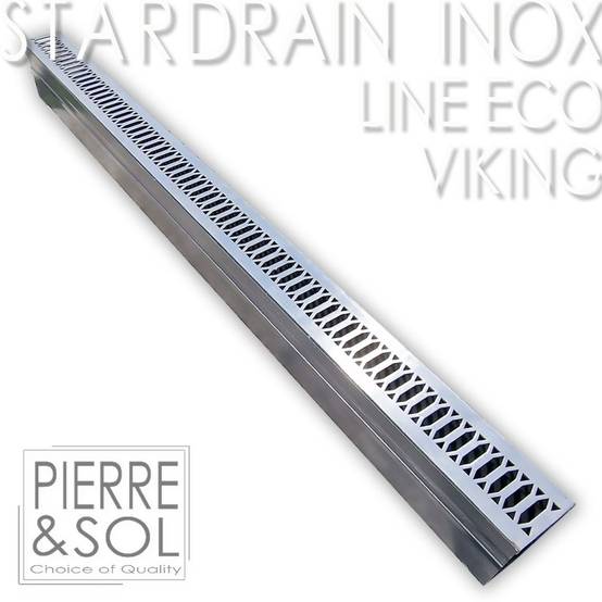 Caniveau étroit 6,5 cm Grille INOX Style - StarDrain - LINE ECO - Inox Viking 100 cm - Image 1