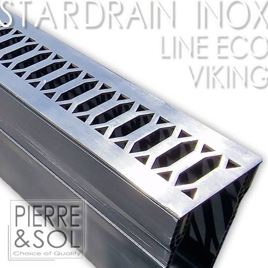 Caniveau étroit 6,5 cm Grille INOX Style - StarDrain - LINE ECO - Inox Viking 100 cm - Image 2