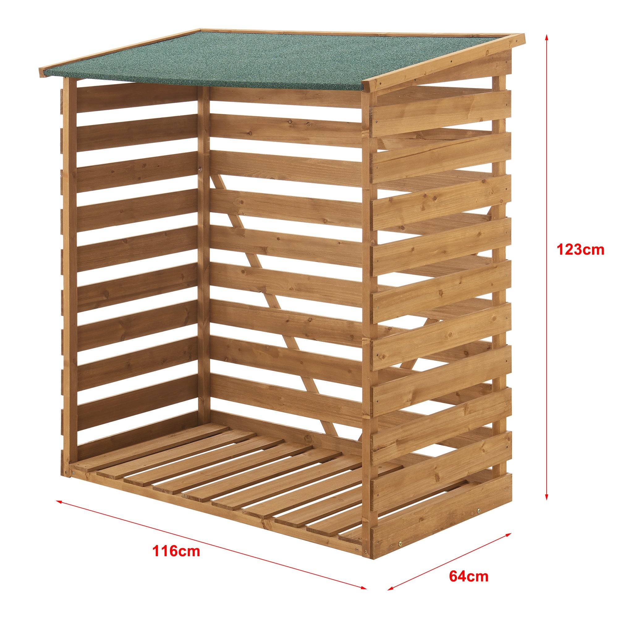 Helloshop26 - Abri-bûches couvert en sapin à toiture bitumé 123 x 116 x 64 cm - Imagen 2