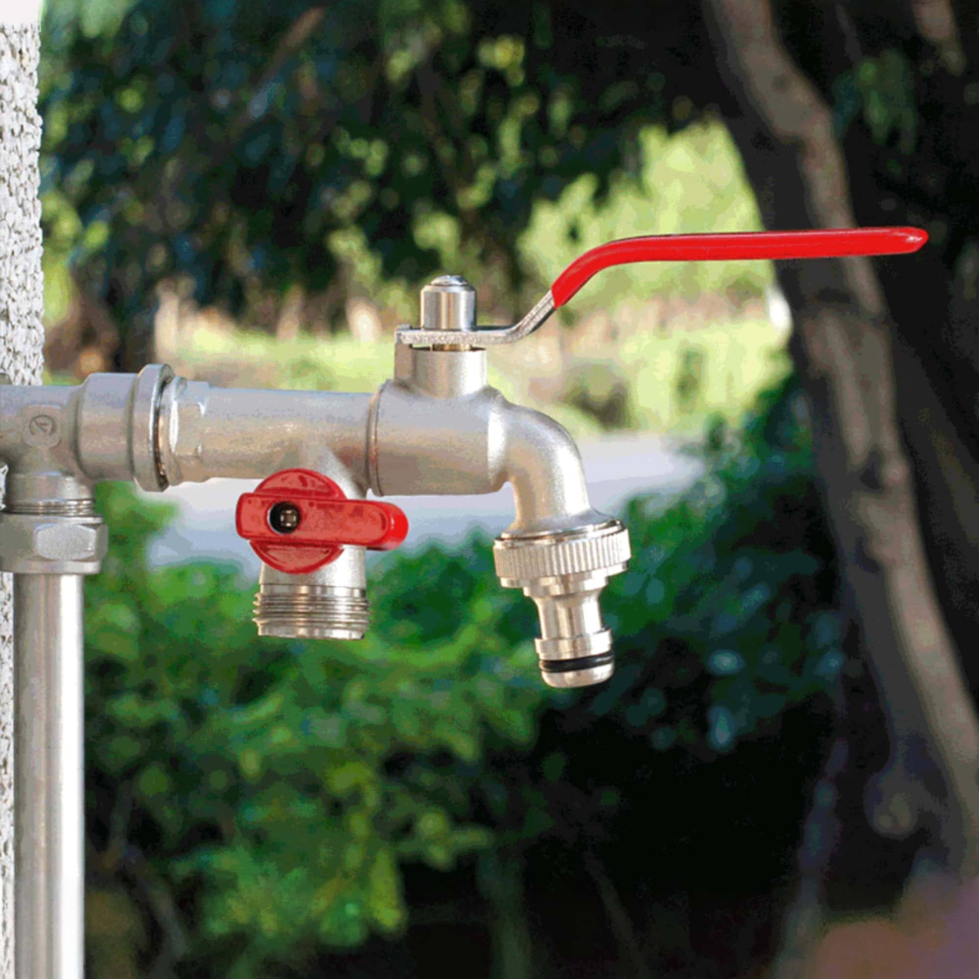 Robinet Double Jardin avec Raccord Rapide Usage Ménager et Industriel en Laiton Marron DtopbuyAge - Image 4