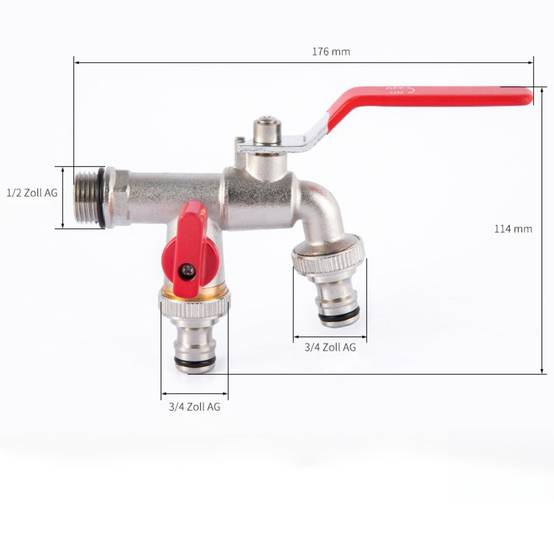 Robinet Double Jardin avec Raccord Rapide Usage Ménager et Industriel en Laiton Marron DtopbuyAge - Image 2