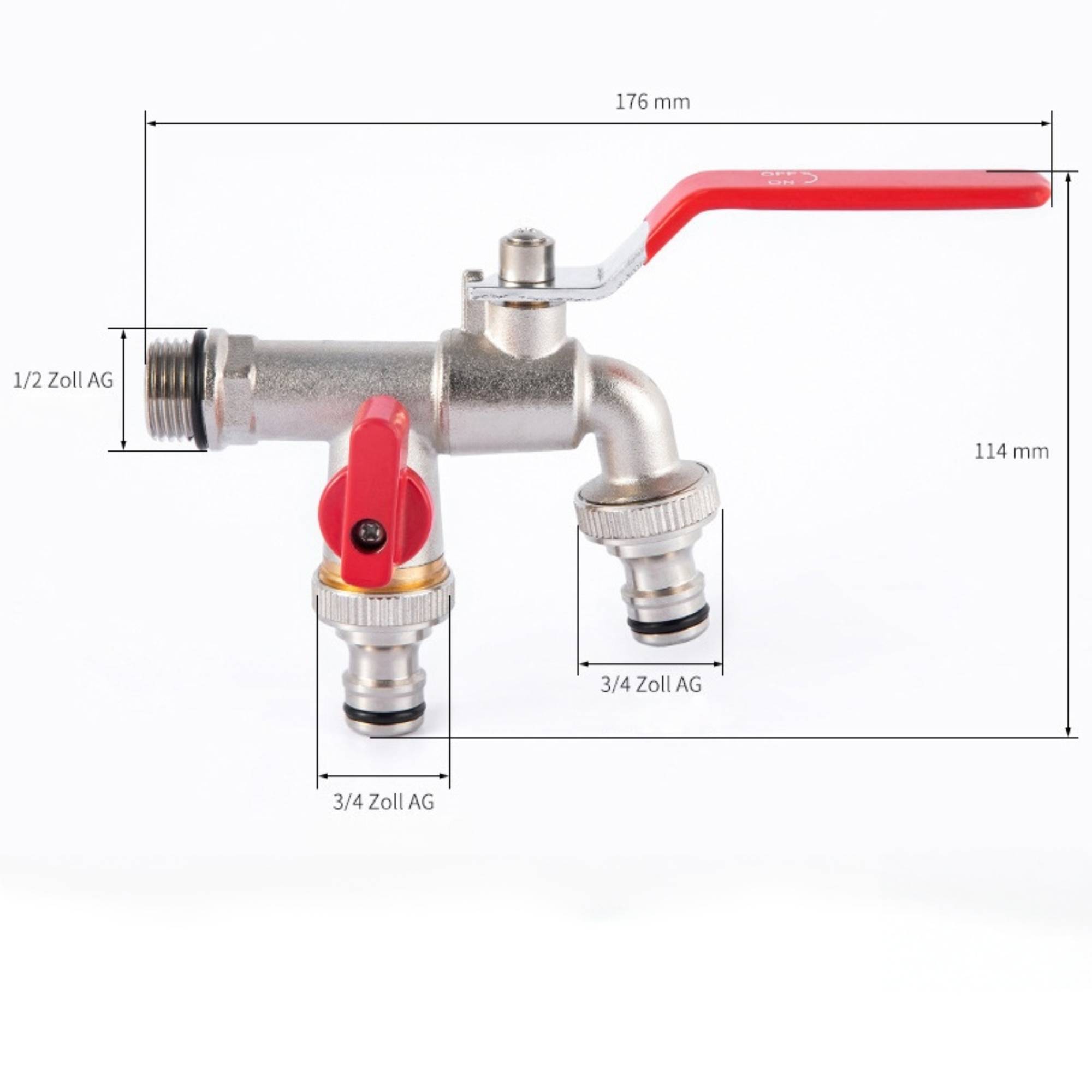 Robinet Double Jardin avec Raccord Rapide Usage Ménager et Industriel en Laiton Marron DtopbuyAge - Image 2