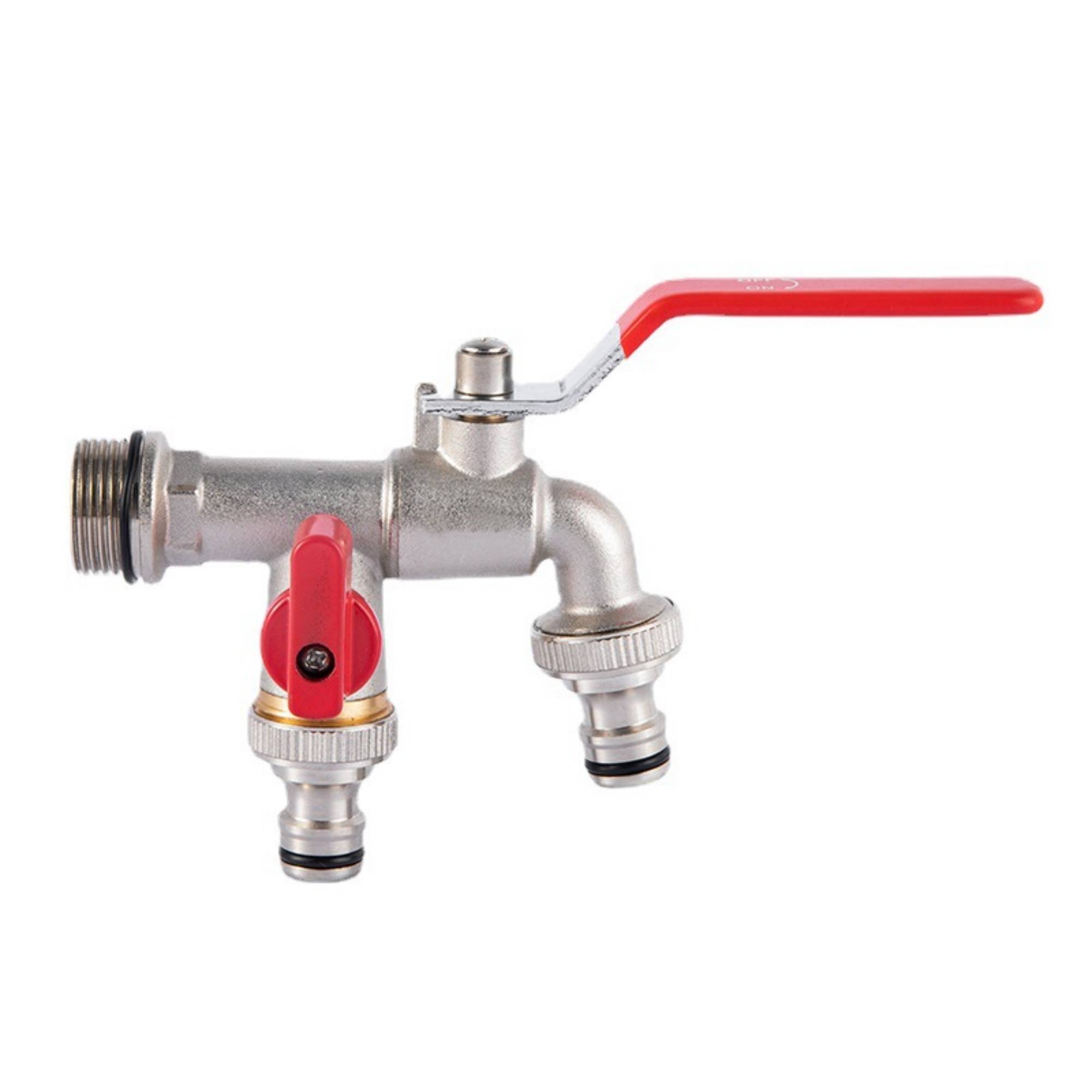 Robinet Double Jardin avec Raccord Rapide Usage Ménager et Industriel en Laiton Marron DtopbuyAge - Image 1