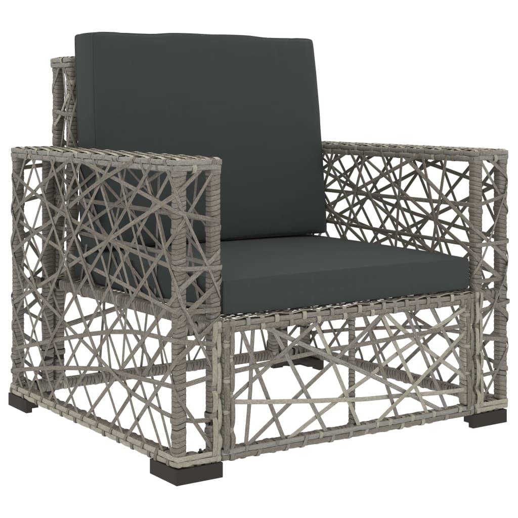 Helloshop26 - Salon de jardin meuble d'extérieur ensemble de mobilier 6 pièces avec coussins résine tressée gris - Imagen 3