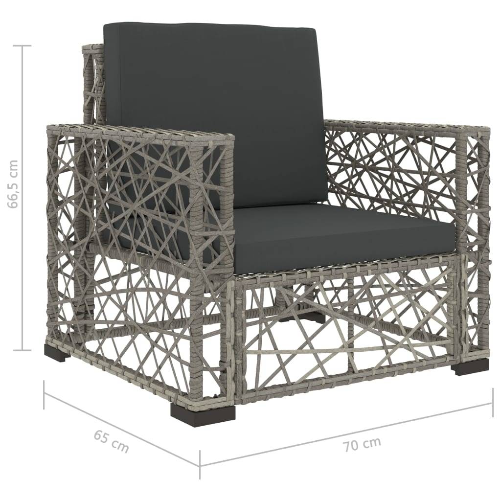 Helloshop26 - Salon de jardin meuble d'extérieur ensemble de mobilier 6 pièces avec coussins résine tressée gris - Imagen 7