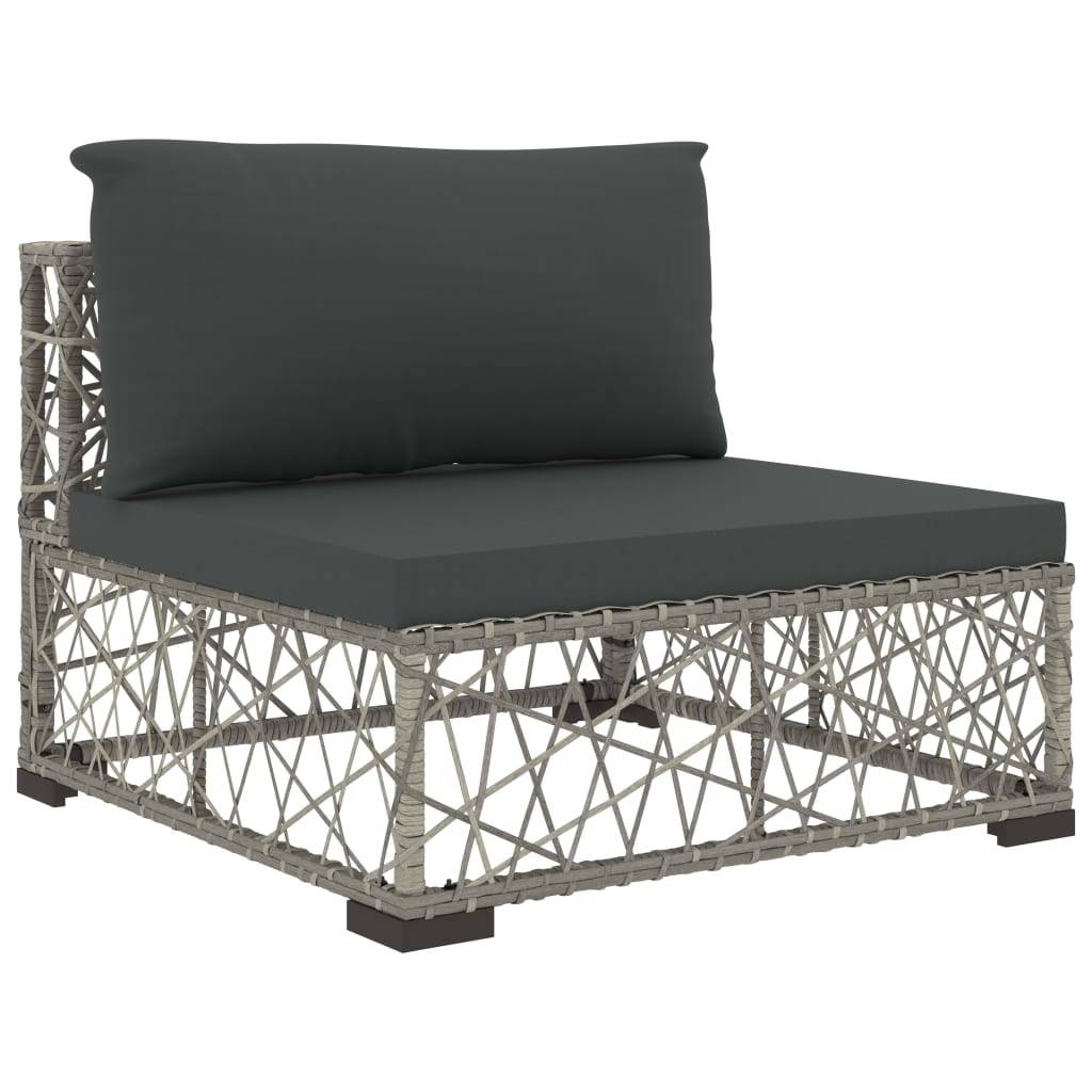 Helloshop26 - Salon de jardin meuble d'extérieur ensemble de mobilier 6 pièces avec coussins résine tressée gris - Imagen 5