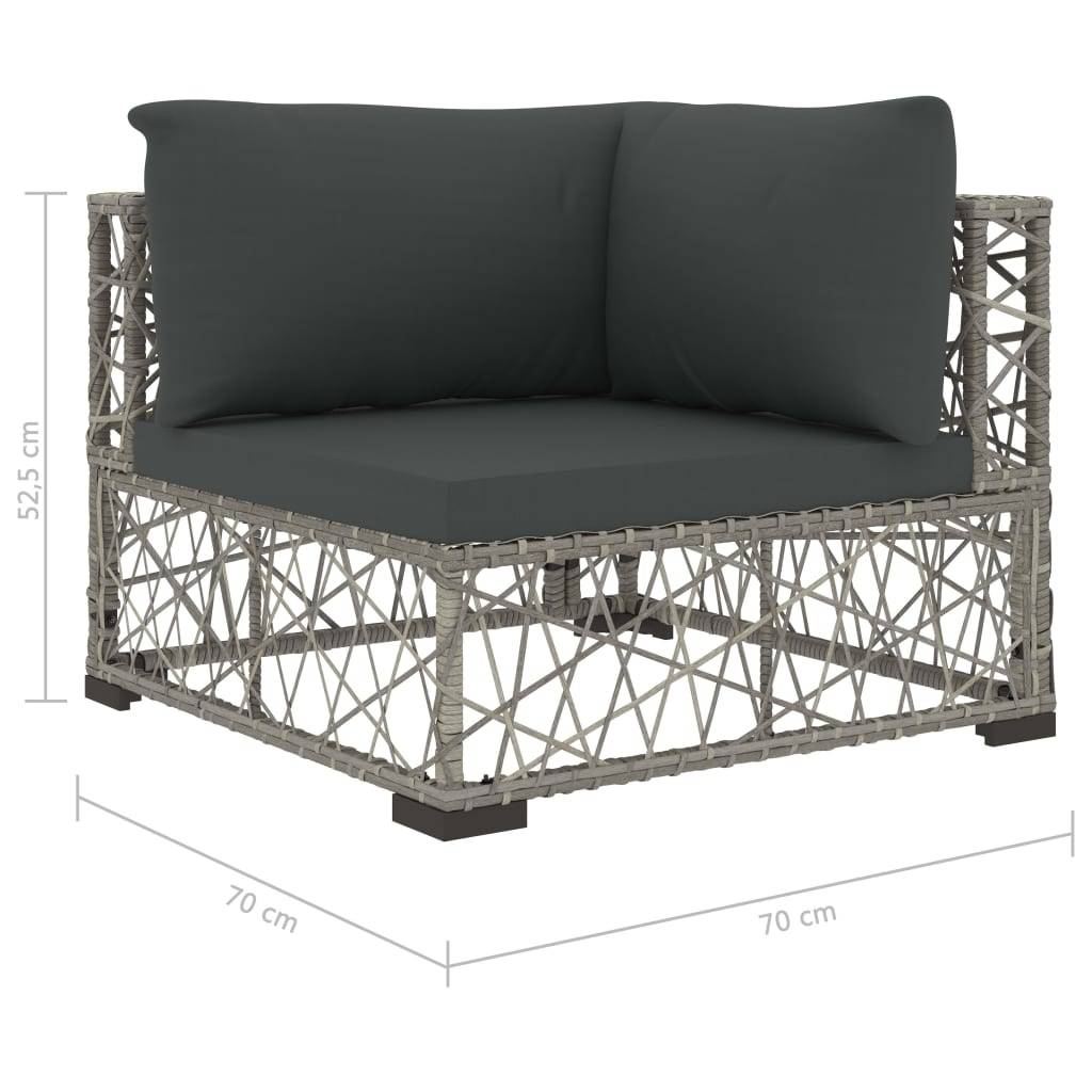 Helloshop26 - Salon de jardin meuble d'extérieur ensemble de mobilier 6 pièces avec coussins résine tressée gris - Imagen 8