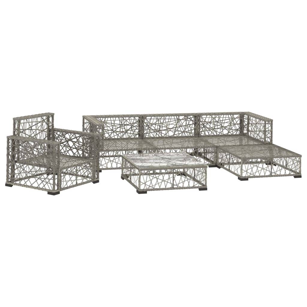 Helloshop26 - Salon de jardin meuble d'extérieur ensemble de mobilier 6 pièces avec coussins résine tressée gris - Imagen 2