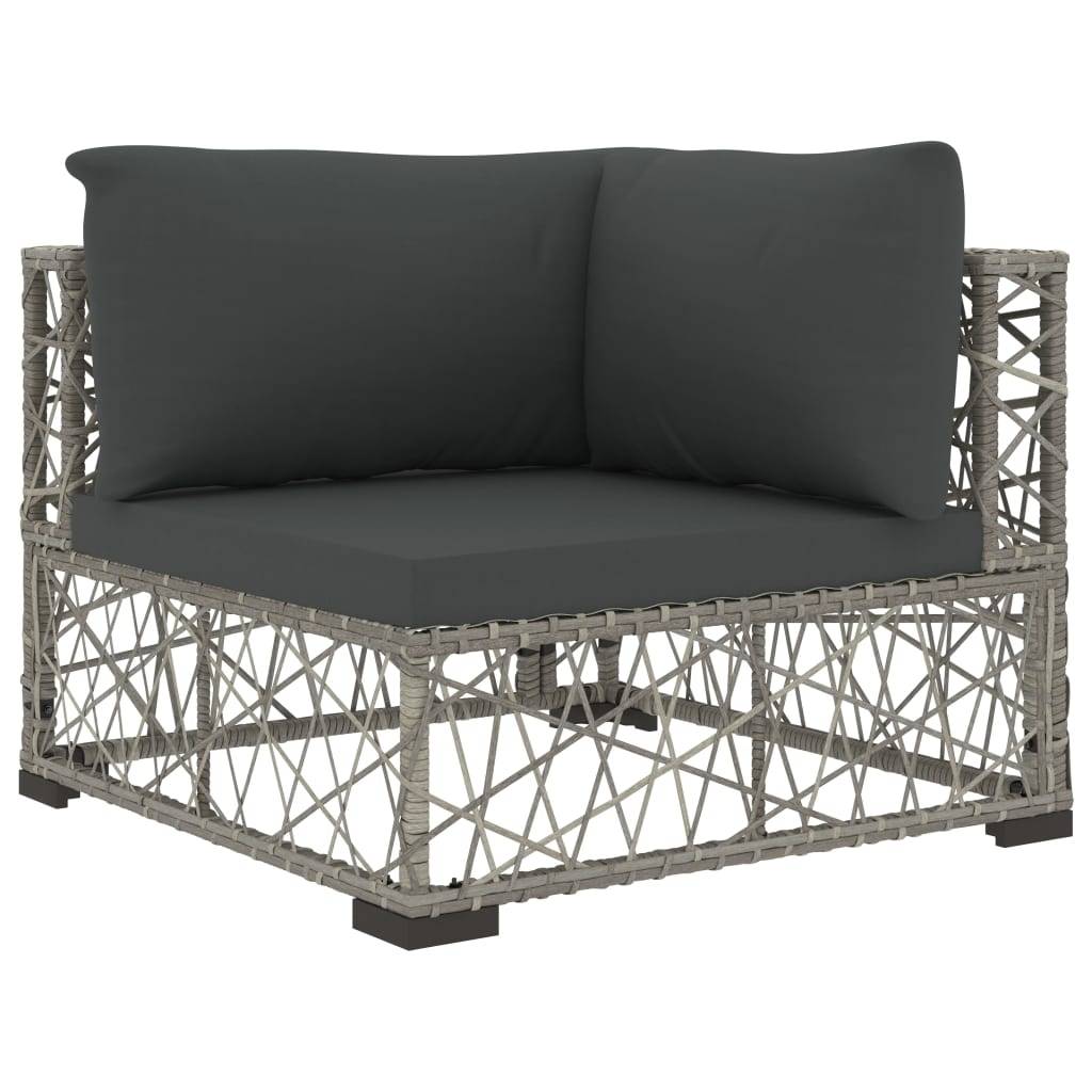Helloshop26 - Salon de jardin meuble d'extérieur ensemble de mobilier 6 pièces avec coussins résine tressée gris - Imagen 4