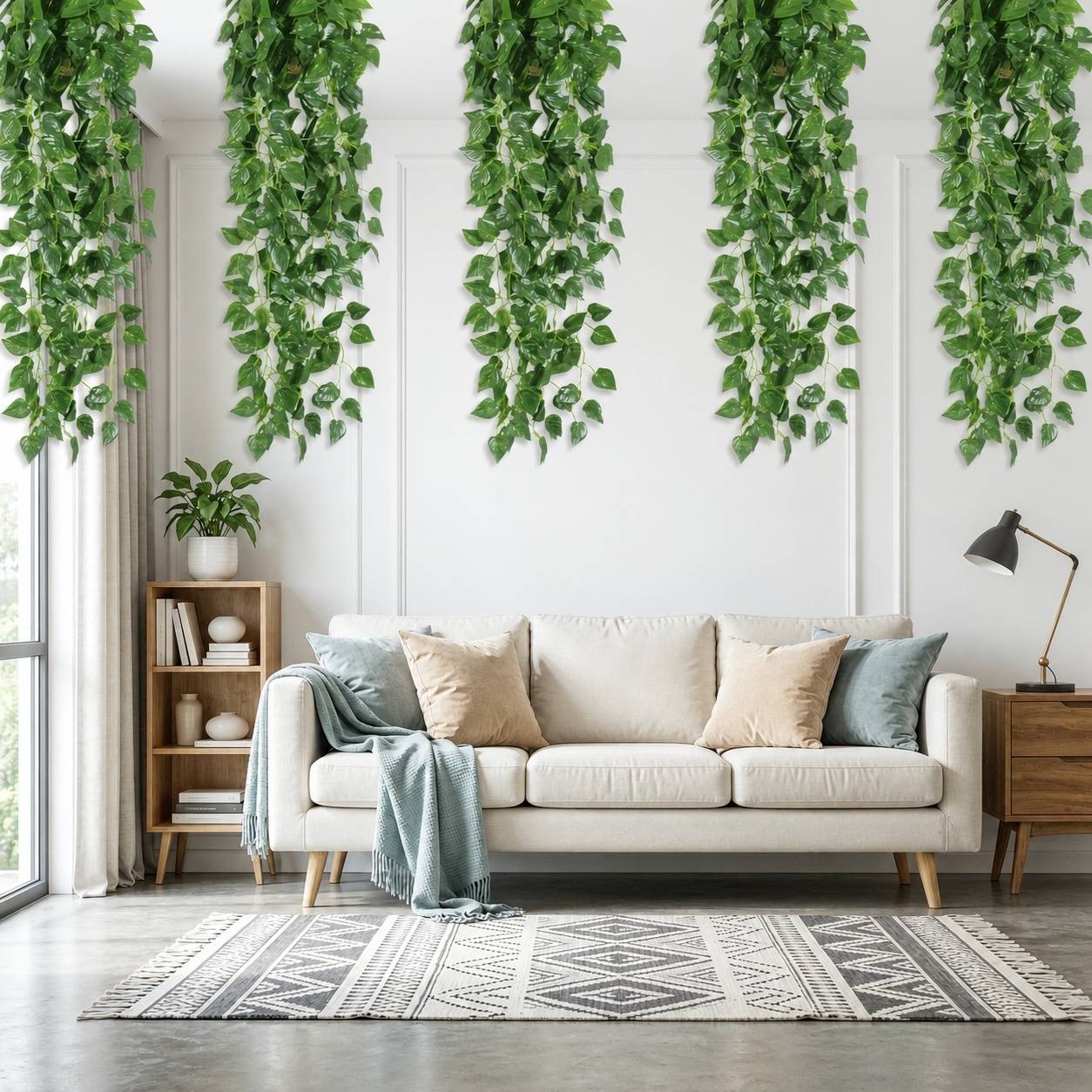 Lot de 2 Plantes de Lierre Artificiel Suspendu Intérieur Extérieur Résistant Faible Entretien - Image 8