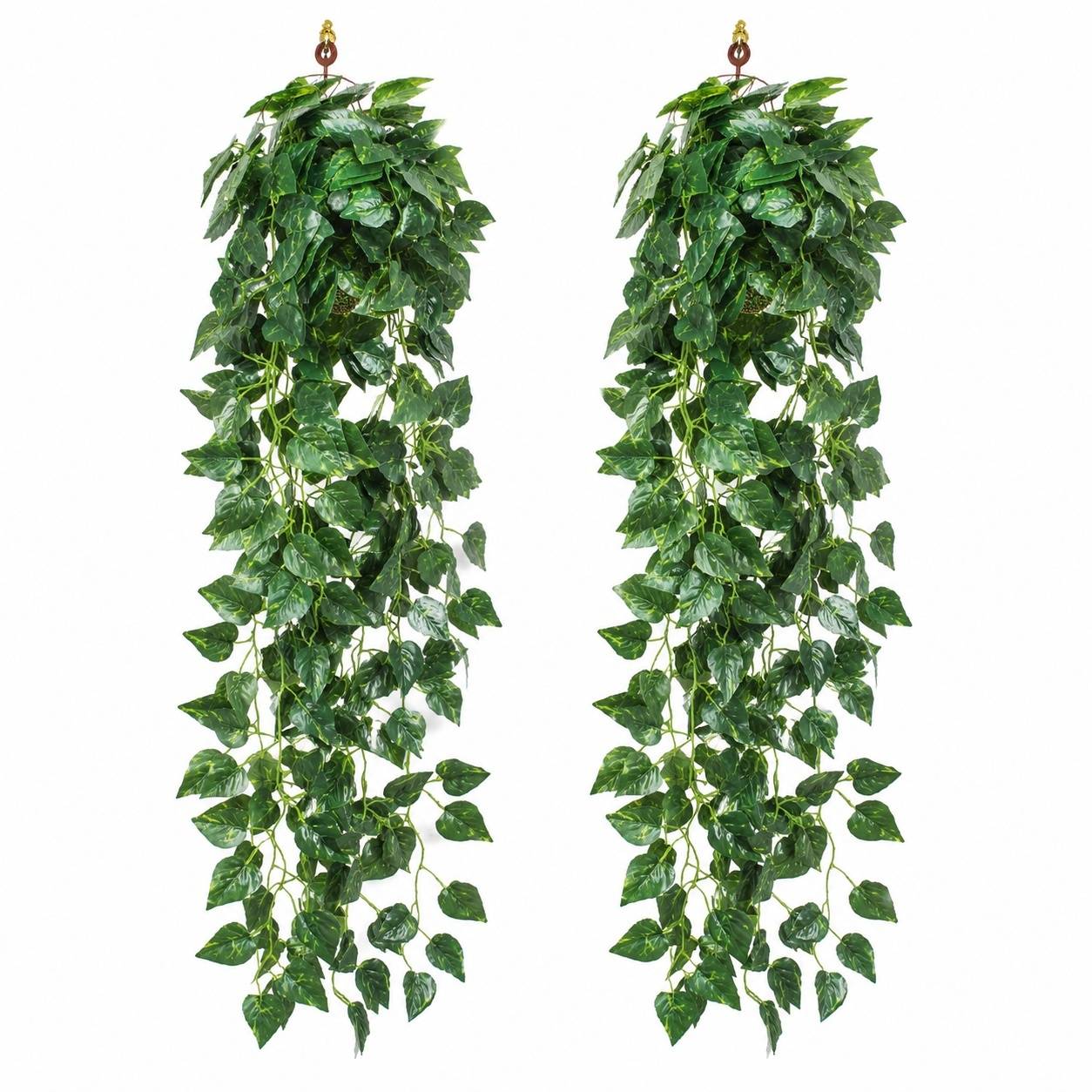 Lot de 2 Plantes de Lierre Artificiel Suspendu Intérieur Extérieur Résistant Faible Entretien