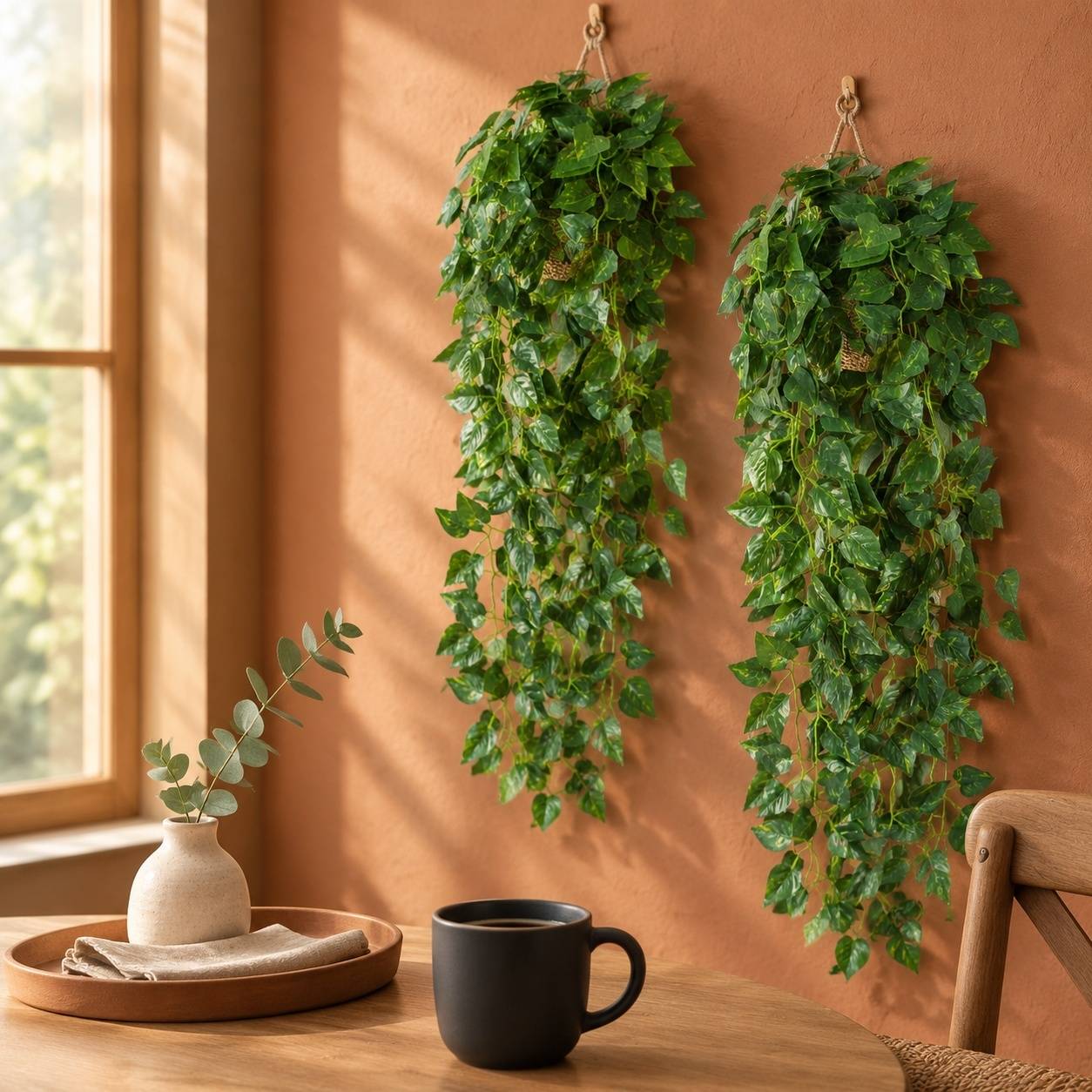 Lot de 2 Plantes de Lierre Artificiel Suspendu Intérieur Extérieur Résistant Faible Entretien - Image 5