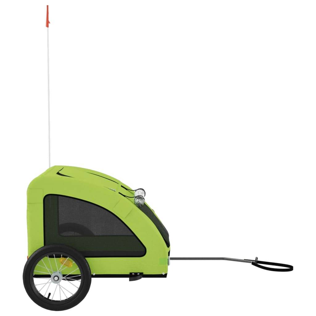 Remorque de vélo pour animaux fer et tissu Oxford vert 125 x 63 x 66 cm - PANGIVO - Image 6