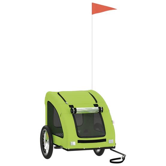 Remorque de vélo pour animaux fer et tissu Oxford vert 125 x 63 x 66 cm - PANGIVO - Image 2