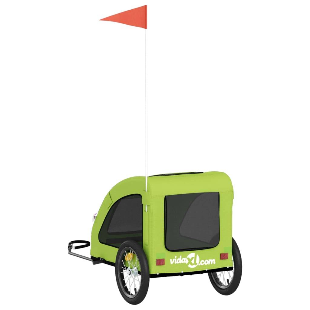 Remorque de vélo pour animaux fer et tissu Oxford vert 125 x 63 x 66 cm - PANGIVO - Image 8