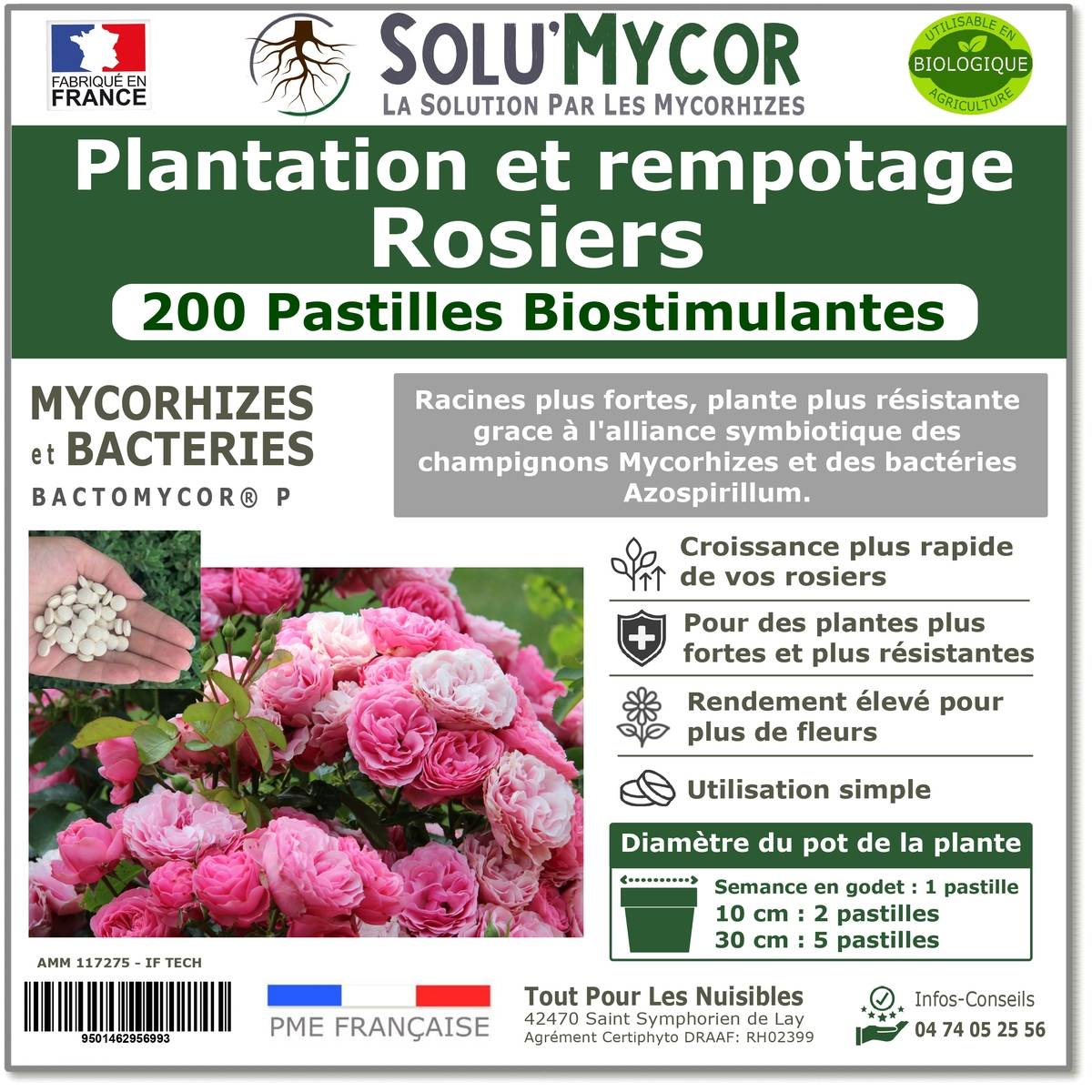 SoluMycor 200 Pastilles Biostimulantes Rosiers Semis Plantation Mycorhizes Favorise le Developpement Racinaire - Image 1