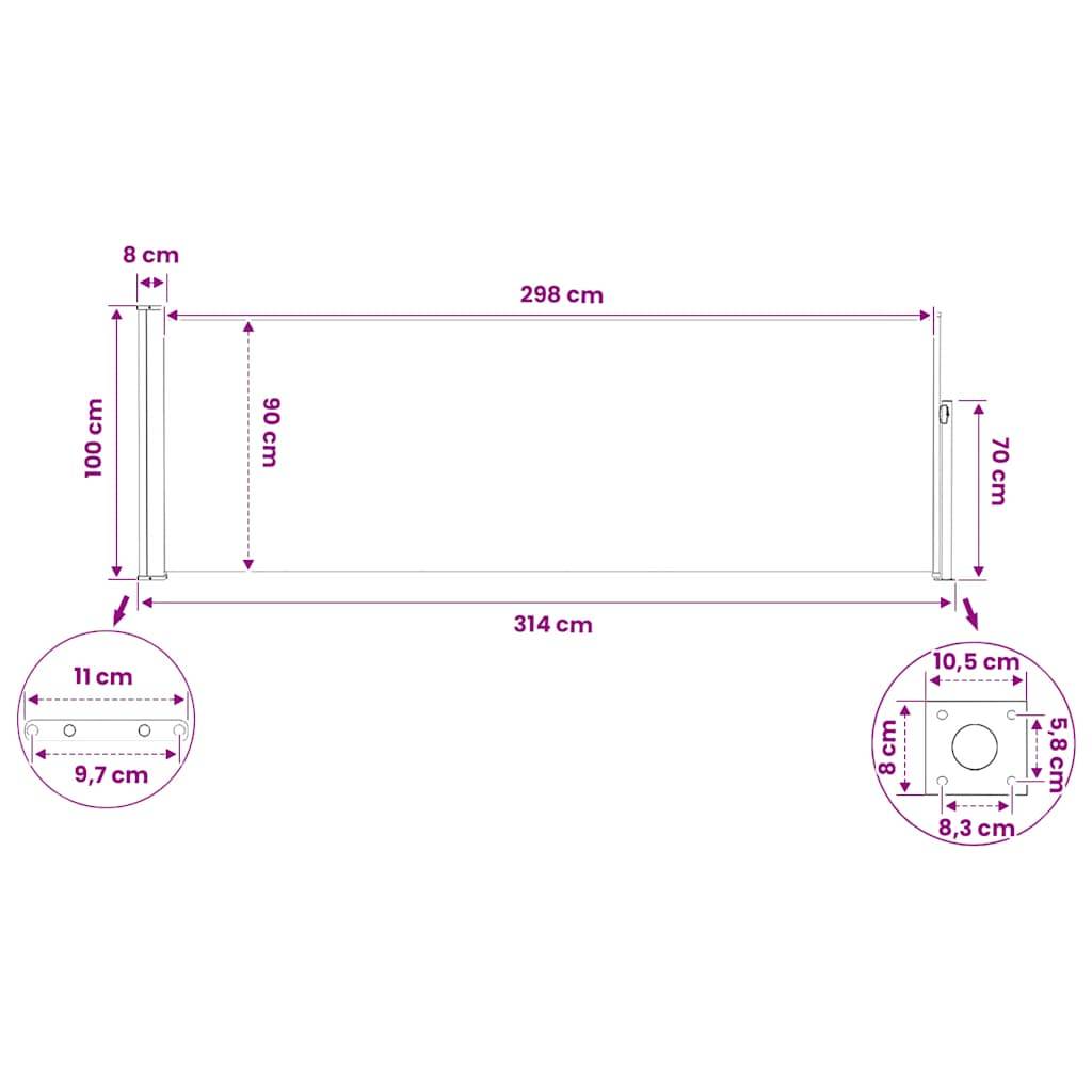 Vidaxl - Auvent latéral rétractable de patio 100x314 cm Crème vidaXL 48371 - Imagen 3