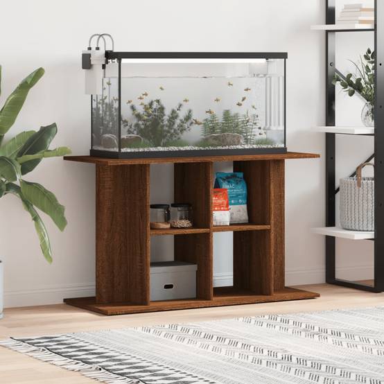 Meuble pour Aquarium Bois d'Ingénierie pour Salon avec Rangement 100x40x60 cm Chêne Marron - ComfortXL Outdoor Living - Image 1