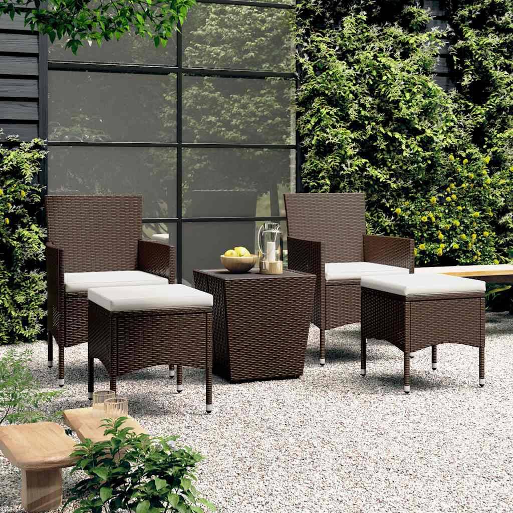 Vidaxl - Ensemble de bistro de jardin 5 pcs-Salons de jardin poly rotin et verre trempé - Image 1