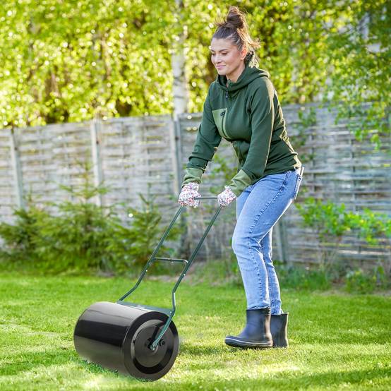 Rouleau de jardin en acier 60L pour aplanir pelouse Noir 50 cm – ComfortXL Outdoor Living - Image 1