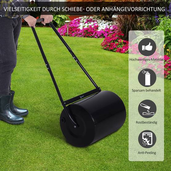 Rouleau de jardin en acier 60L pour aplanir pelouse Noir 50 cm – ComfortXL Outdoor Living - Image 6