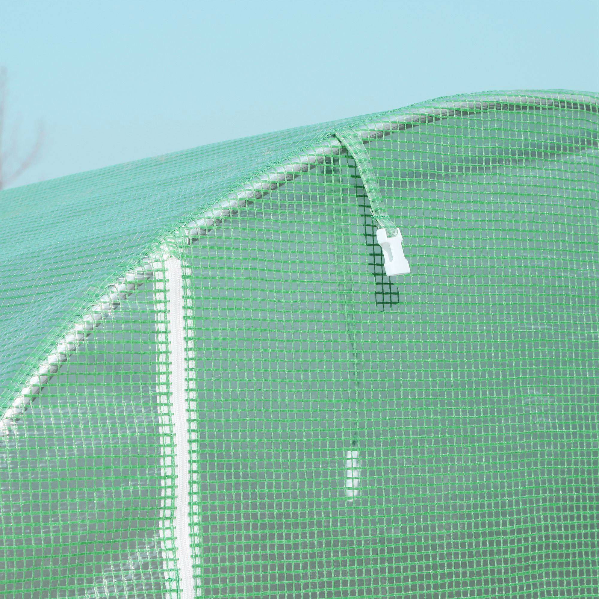 Outsunny - Serre de Jardin Tunnel 6m² 3x2x2,10m Surface Sol Portes zippées 4 Fenêtres enroulables Châssis Acier Vert - Outsunny - Image 8