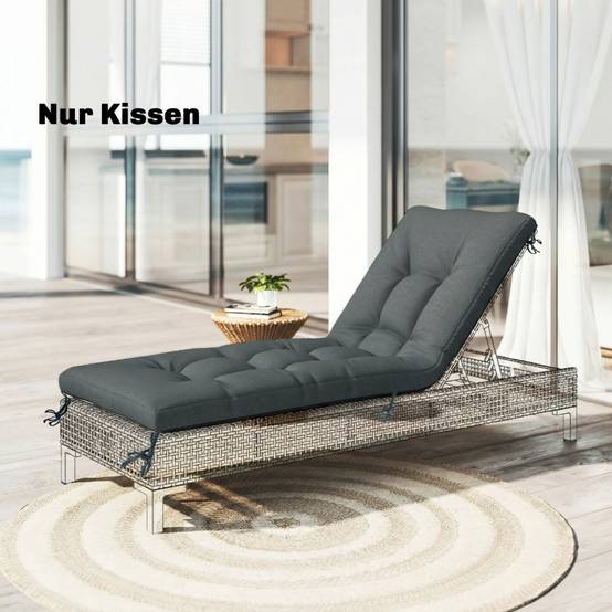 Coussin transat polyester pour jardin déperlant avec attaches 198x65x13cm Gris foncé - ComfortXL Outdoor Living - Image 8