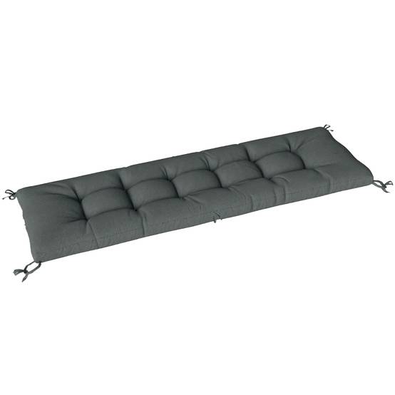Coussin transat polyester pour jardin déperlant avec attaches 198x65x13cm Gris foncé - ComfortXL Outdoor Living - Image 2
