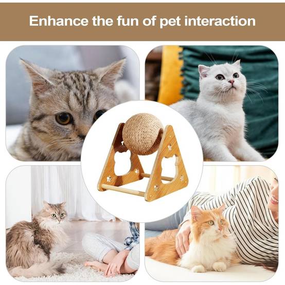 Griffoir pour chat-Griffoir Boule en Sisal avec Grelet - Jouet Éducatif pour Chat - Living123 - Image 3