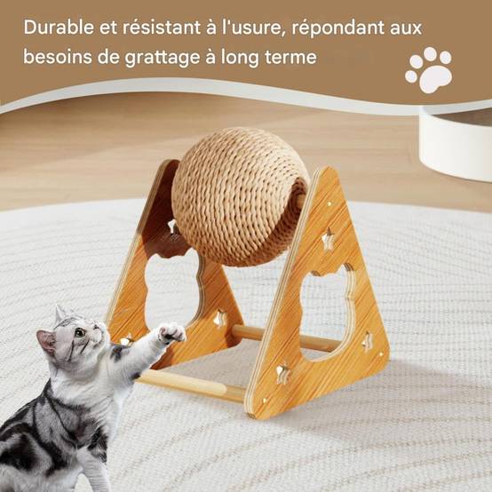 Griffoir pour chat-Griffoir Boule en Sisal avec Grelet - Jouet Éducatif pour Chat - Living123 - Image 4