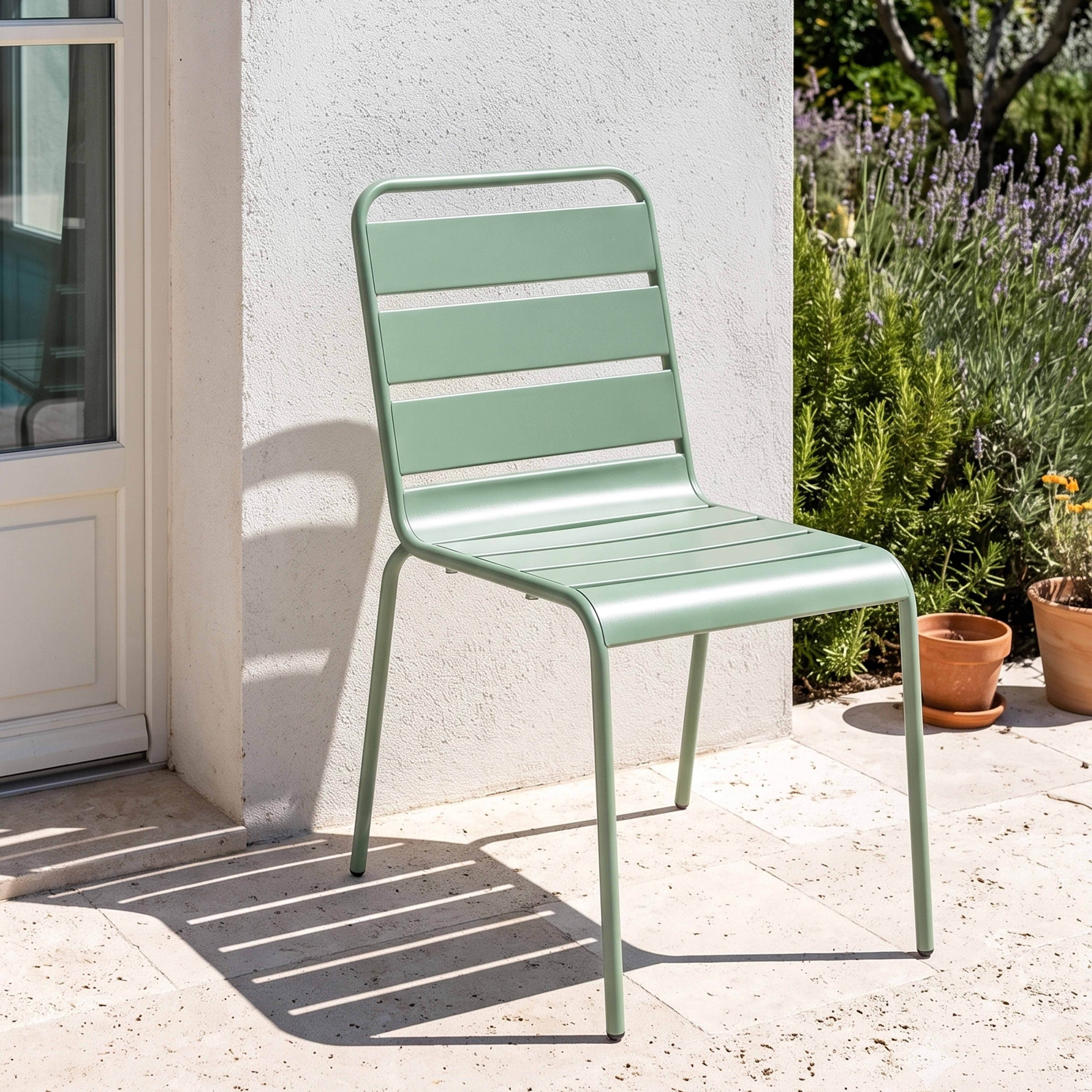 Oviala - Chaise de jardin en métal vert sauge Palavas - Oviala - Imagen 2