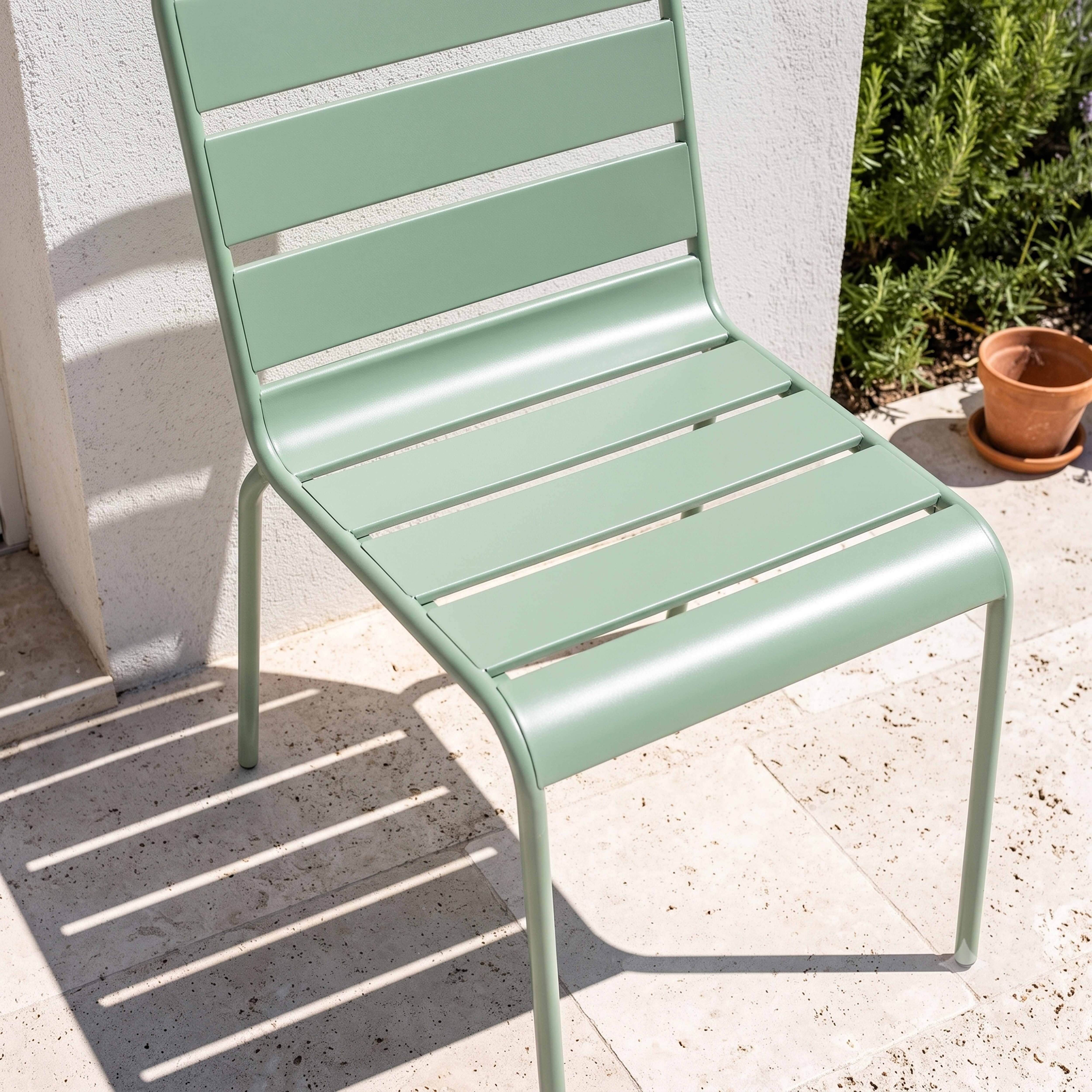 Oviala - Chaise de jardin en métal vert sauge Palavas - Oviala - Imagen 3