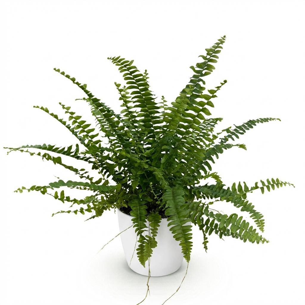 La Green Touch - Nephrolepis exaltata Green Lady - Fougère de Boston - Avec cache-pot blanc - Pot Ø25 cm, H 30 cm - Image 2