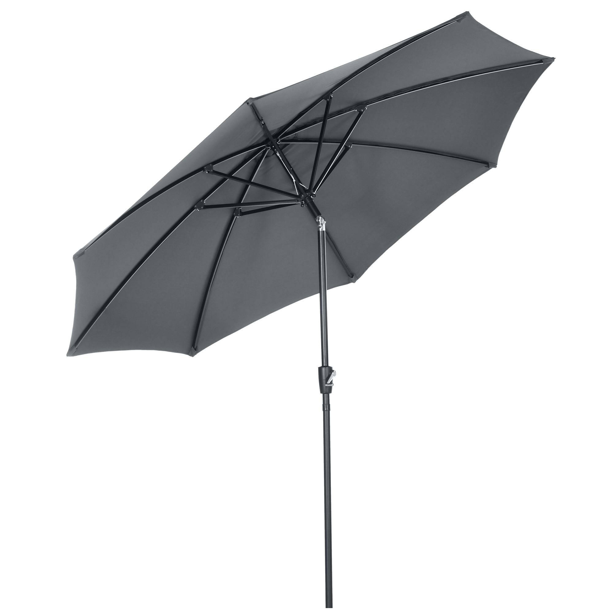 ComfortXL - Parasol Déporté Rond Métal Inclinable pour Jardin Terrasse avec Manivelle Ø300 cm Gris - ComfortXL Outdoor Living - Image 2