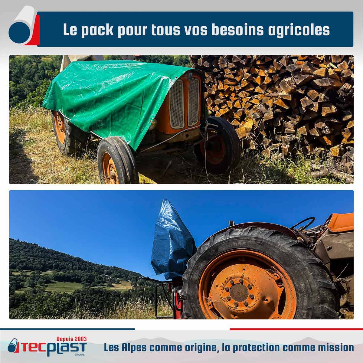 Pack 2 Bâches Agricoles - Grandes Tailles - 6x10m (x1) HQ250AG + 8x12m (x1) SR150AG - Bâches imperméables - PD3AG TECPLAST - Image 2