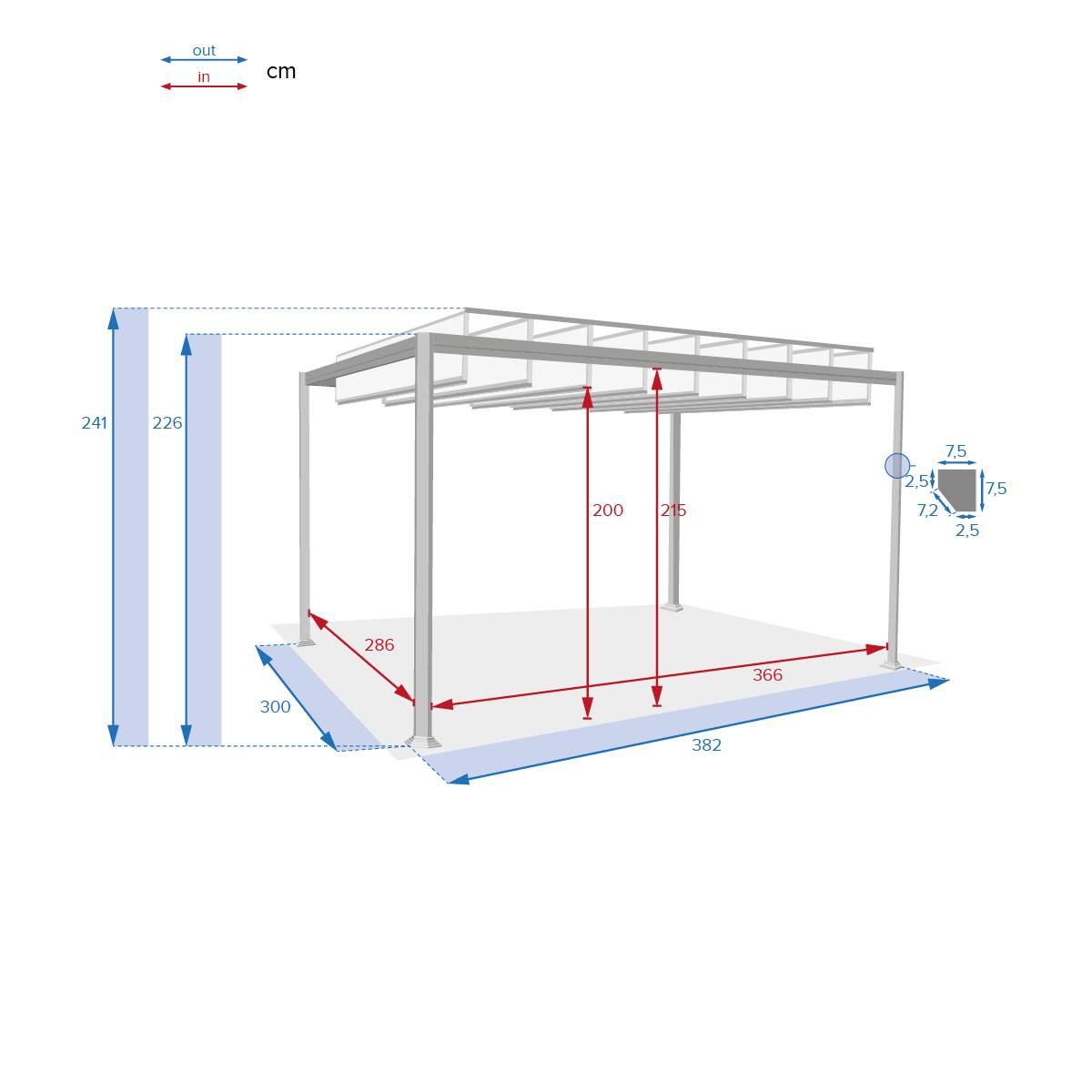 Hesperide - Pergola "Belize" graphite 3,8x3m en aluminium traité époxy - Hespéride - Image 7