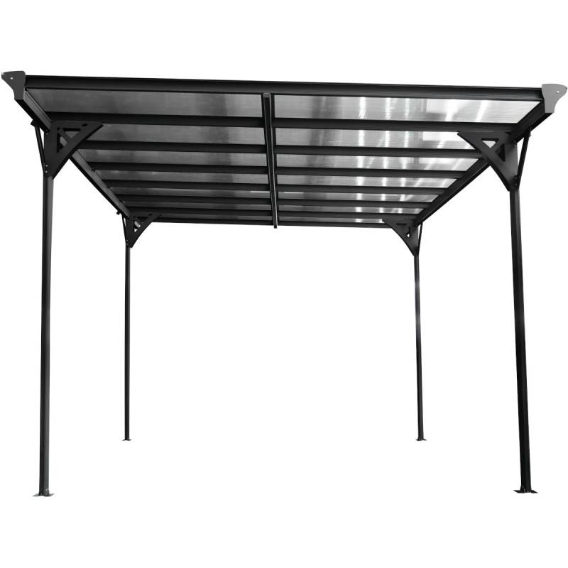 X-Metal - Carport autoportant 15m² aluminium anthracite toit polycarbonate 6mm kit ancrage X-Metal - Image 4
