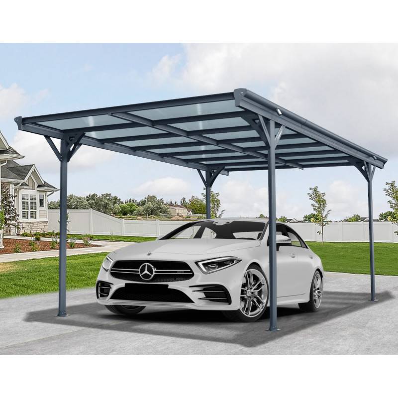 X-Metal - Carport autoportant 15m² aluminium anthracite toit polycarbonate 6mm kit ancrage X-Metal - Image 3