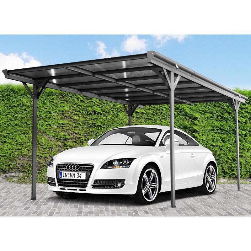 X-Metal - Carport autoportant 15m² aluminium anthracite toit polycarbonate 6mm kit ancrage X-Metal - Image 5