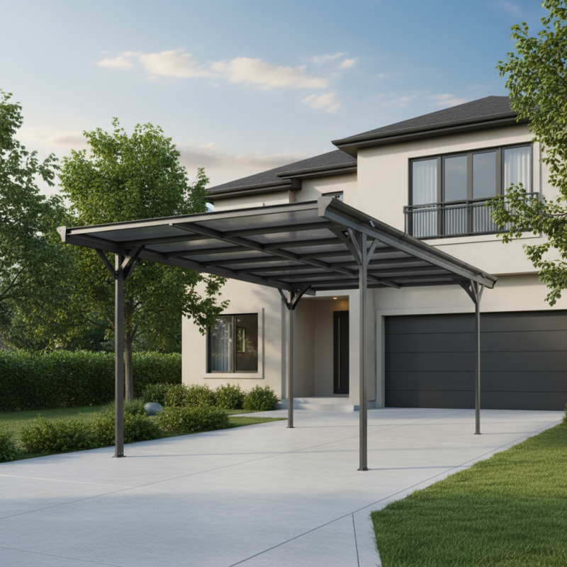 X-Metal - Carport autoportant 15m² aluminium anthracite toit polycarbonate 6mm kit ancrage X-Metal - Image 1